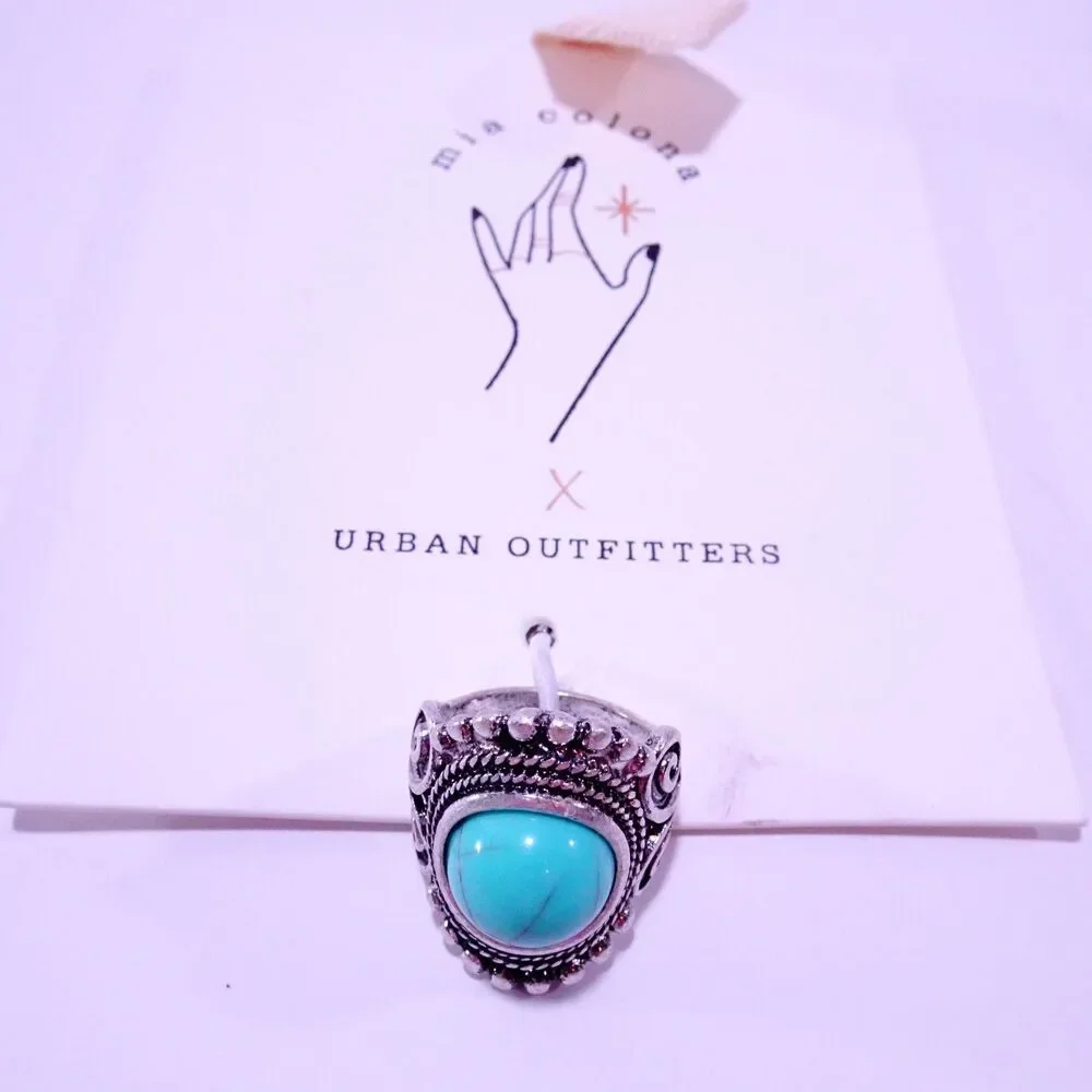 Urban Outfitters Women's Southwestern Turquoise Statement Ring Sz 7 NWT 35